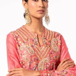 Petticoat Lane By Divya Pink Floral Embroidered Asymmetric Kurta Set -Deals Drapizia Store pl0708 4