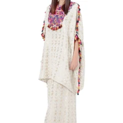 Payal Singhal Embroidered Kaftan With Multicolour Tassels -Deals Drapizia Store ps fw755 2