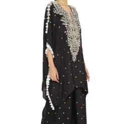 Payal Singhal Black Embroidered Silk Kaftan & Palazzo Set -Deals Drapizia Store ps kp0093 3