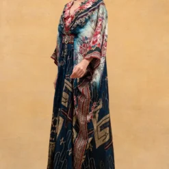 Rajdeep Ranawat Teal Floral Embellished Kaftan -Deals Drapizia Store r 32rr1 2