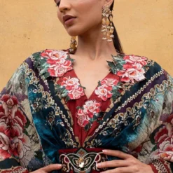 Rajdeep Ranawat Teal Floral Embellished Kaftan -Deals Drapizia Store r 32rr1 4