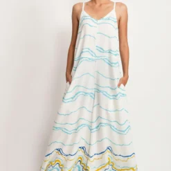 Rias Jaipur Sleeveless Wave Printed Jumpsuit