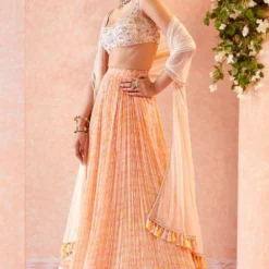 Ridhi Mehra Ivory Embroidered Bustier & Lehenga Set