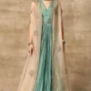 Ridhi Mehra Azure Teal & Champagne Anarkali Set