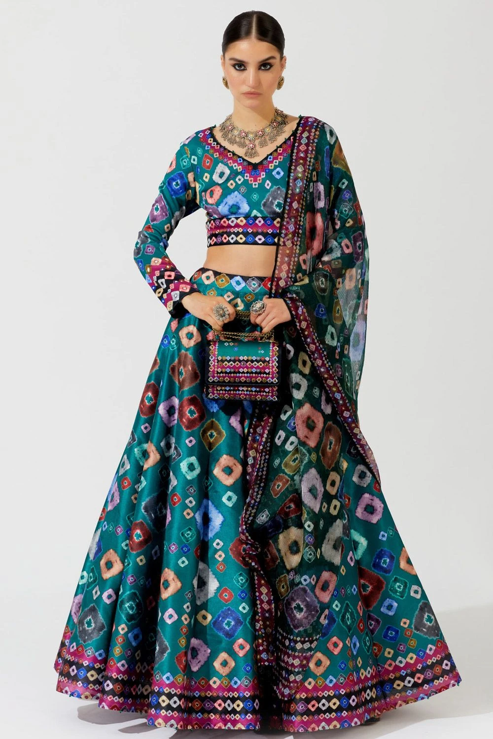 Rajdeep Ranawat Emerald Green Bandhani Printed Lehenga Set 3 Rajdeep Ranawat Emerald Green Bandhani Printed Lehenga Set
