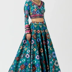 Rajdeep Ranawat Emerald Green Bandhani Printed Lehenga Set 9 Rajdeep Ranawat Emerald Green Bandhani Printed Lehenga Set -Deals Drapizia Store rr 1111 3