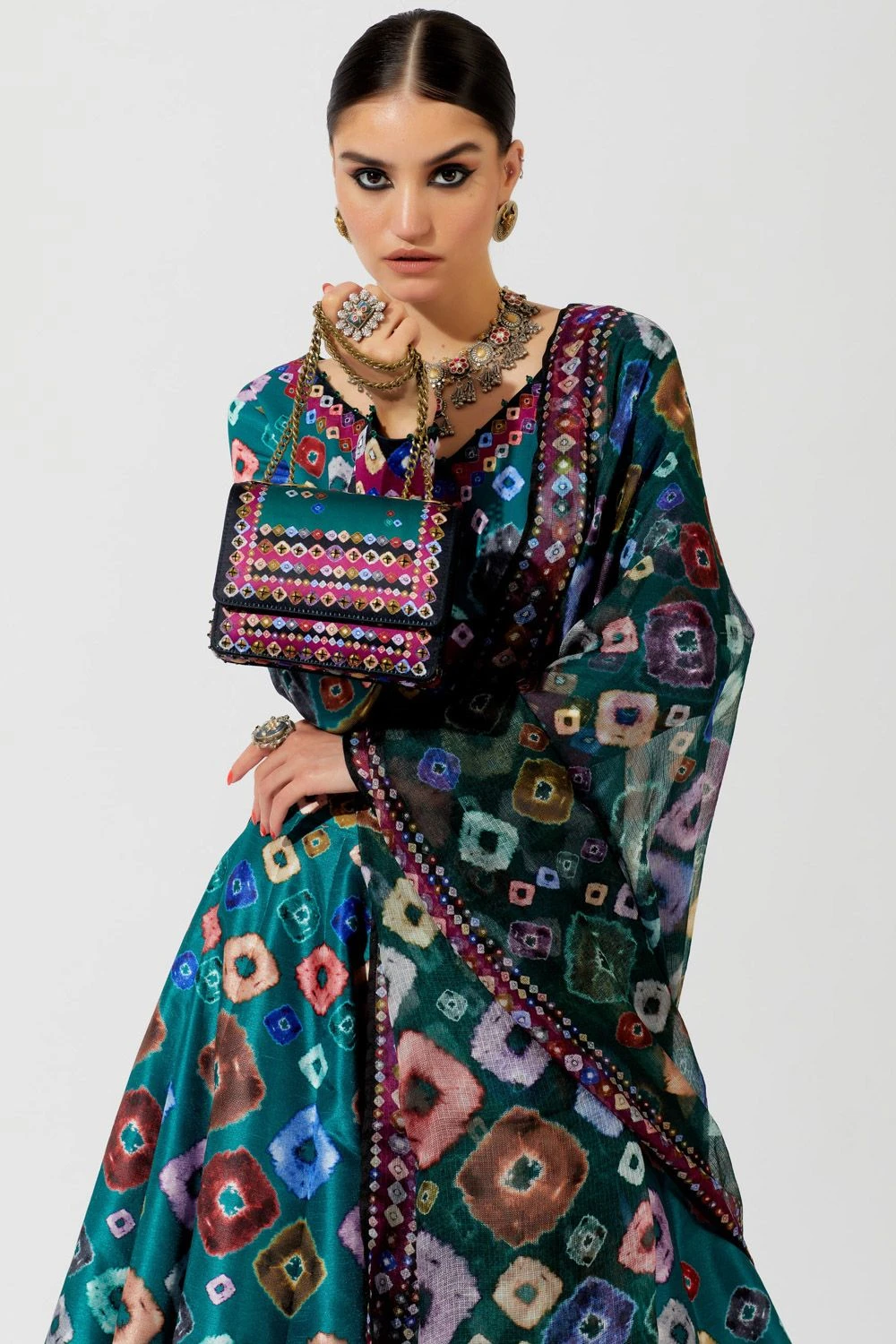 Rajdeep Ranawat Emerald Green Bandhani Printed Lehenga Set 6 Rajdeep Ranawat Emerald Green Bandhani Printed Lehenga Set - Image 4