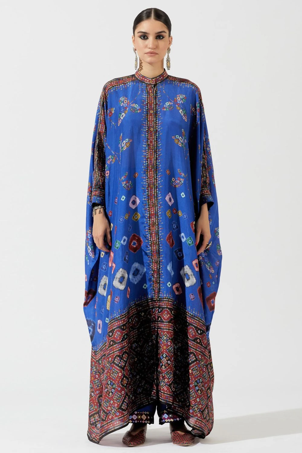 Rajdeep Ranawat Blue Bandhani Boxy Kaftan Tunic 3 Rajdeep Ranawat Blue Bandhani Boxy Kaftan Tunic
