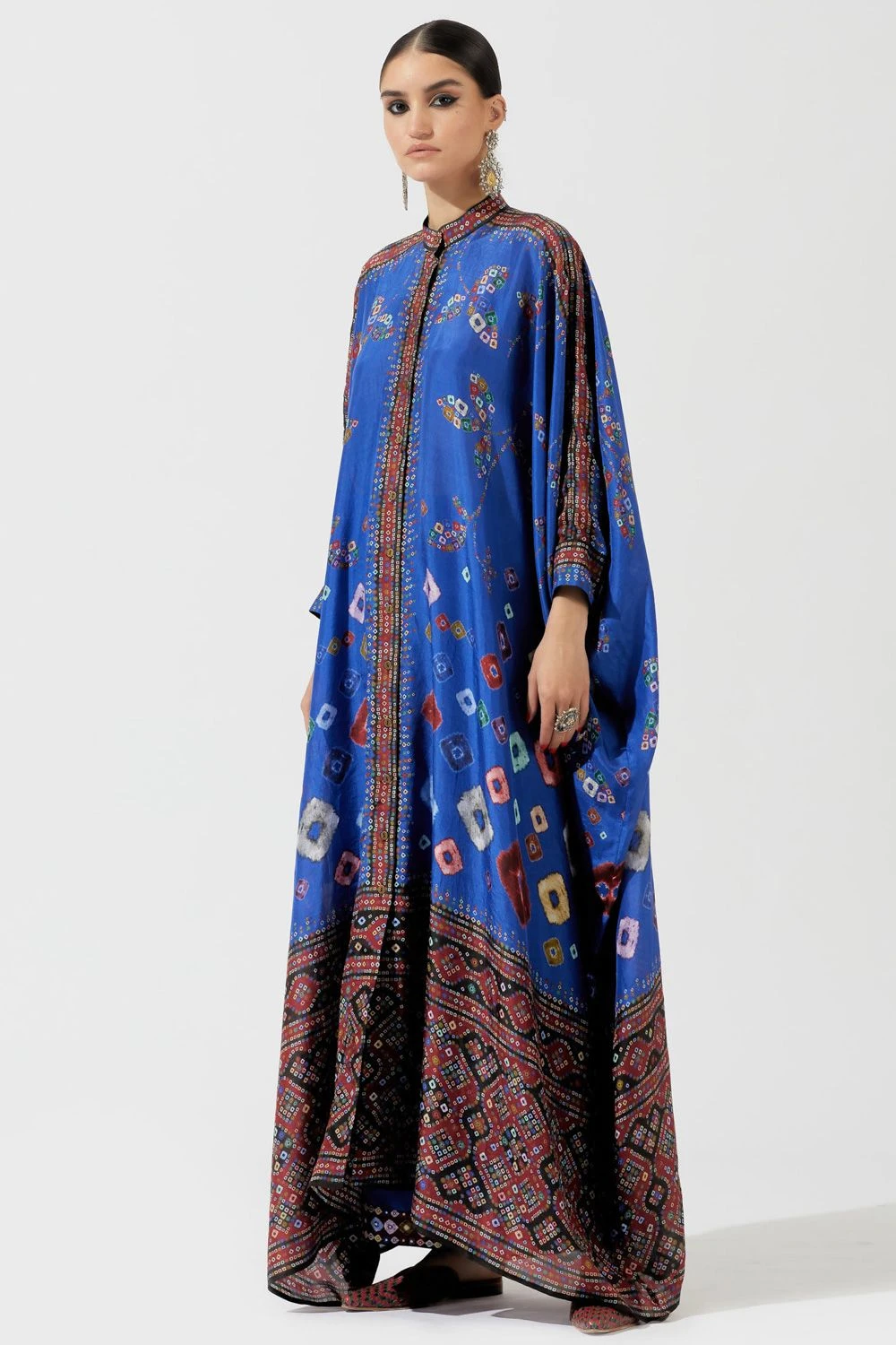Rajdeep Ranawat Blue Bandhani Boxy Kaftan Tunic 4 Rajdeep Ranawat Blue Bandhani Boxy Kaftan Tunic - Image 2