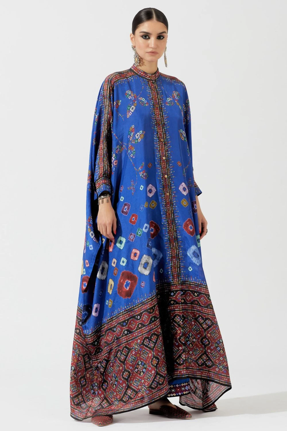Rajdeep Ranawat Blue Bandhani Boxy Kaftan Tunic 5 Rajdeep Ranawat Blue Bandhani Boxy Kaftan Tunic - Image 3