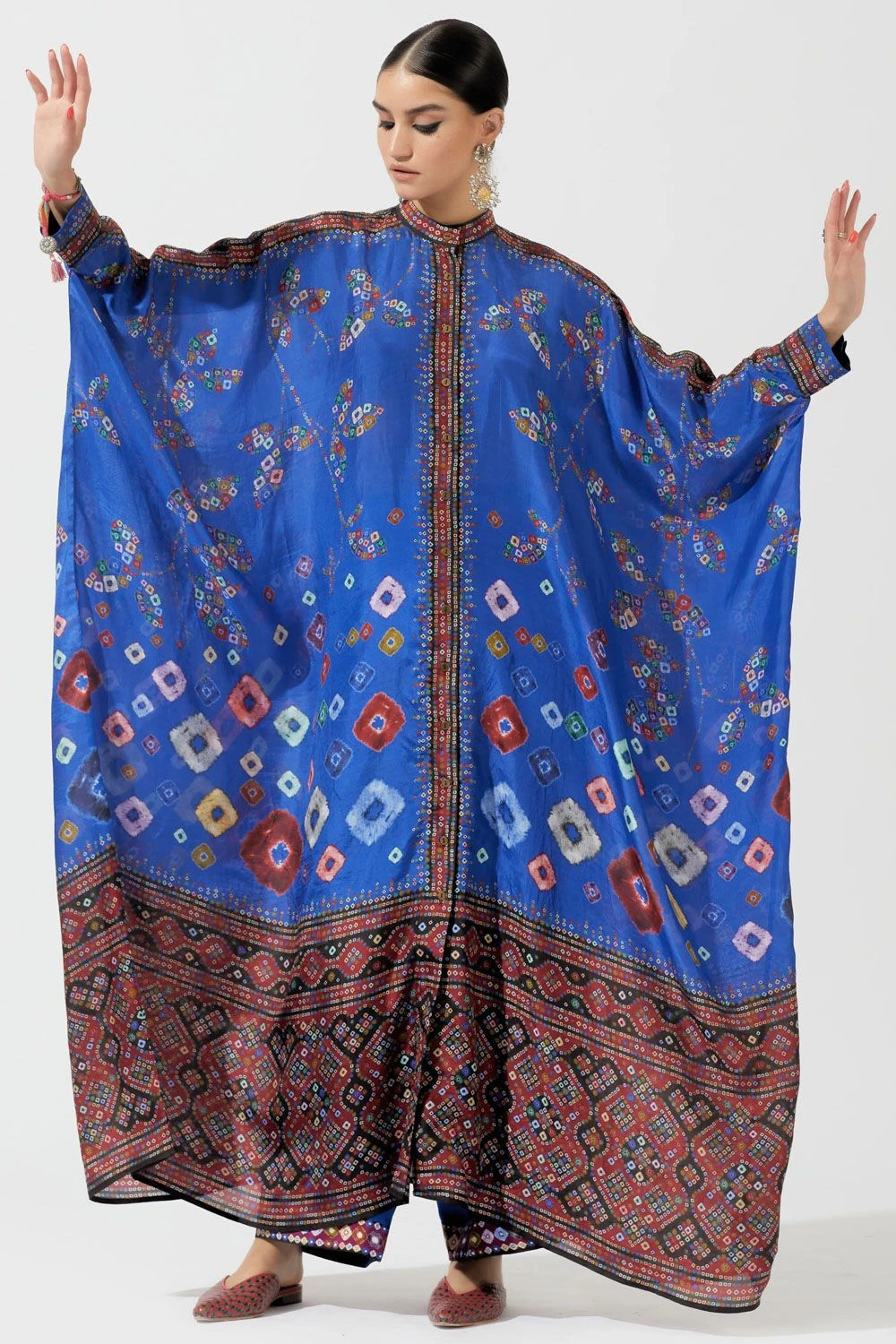 Rajdeep Ranawat Blue Bandhani Boxy Kaftan Tunic 6 Rajdeep Ranawat Blue Bandhani Boxy Kaftan Tunic - Image 4
