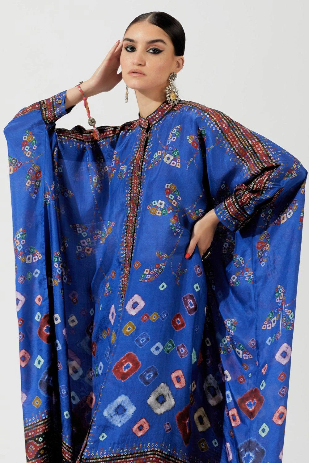 Rajdeep Ranawat Blue Bandhani Boxy Kaftan Tunic 7 Rajdeep Ranawat Blue Bandhani Boxy Kaftan Tunic - Image 5