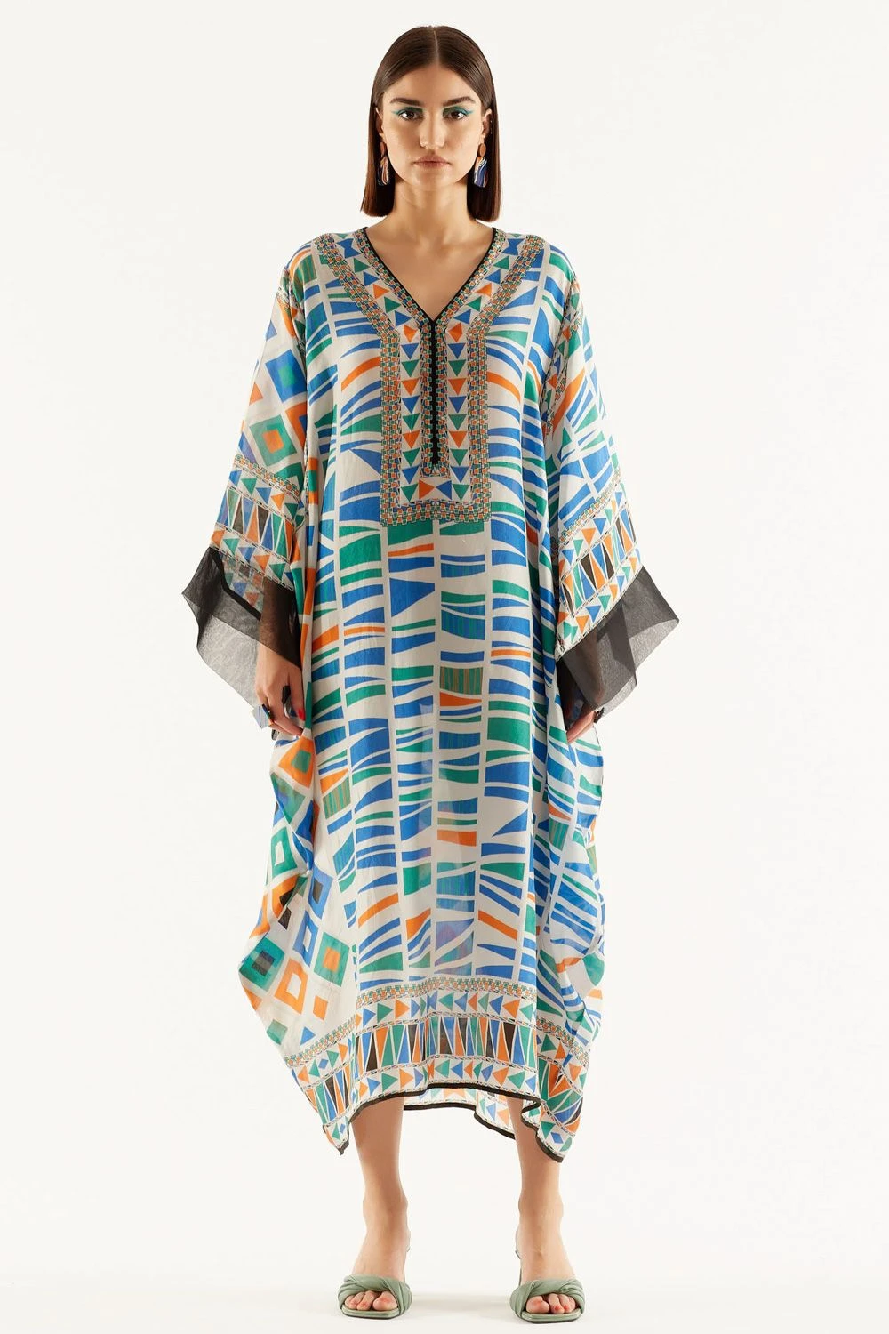 Rajdeep Ranawat Printed Midi Dress With Kaftan Sleeves 3 Rajdeep Ranawat Printed Midi Dress With Kaftan Sleeves