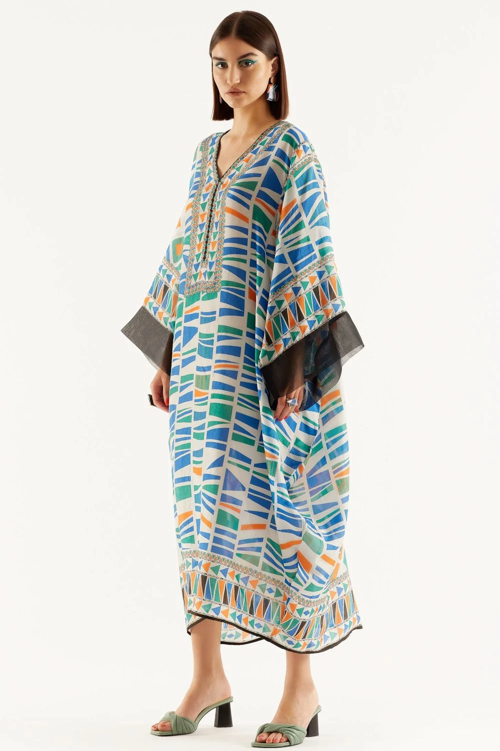 Rajdeep Ranawat Printed Midi Dress With Kaftan Sleeves 4 Rajdeep Ranawat Printed Midi Dress With Kaftan Sleeves - Image 2