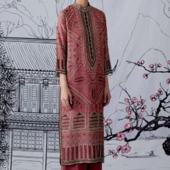 Rajdeep Ranawat Pink Bandhani Printed Band Collar Kurta -Deals Drapizia Store rr1079 3