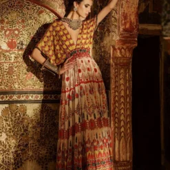 Rajdeep Ranawat Printed Silk V Neck Kaftan -Deals Drapizia Store rr20763 3