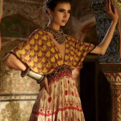 Rajdeep Ranawat Printed Silk V Neck Kaftan -Deals Drapizia Store rr20763 4