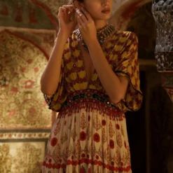 Rajdeep Ranawat Printed Silk V Neck Kaftan -Deals Drapizia Store rr20763 6