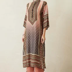 Rajdeep Ranawat Ombre Pink Printed Tunic With A Mandrin Collar -Deals Drapizia Store rr364 3