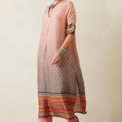 Rajdeep Ranawat V Neck Ombre Tunic With A Printed Hem & Cuffs -Deals Drapizia Store rr367 4