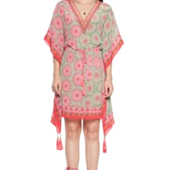 Siddhartha Bansal Pink & Green Printed Kaftan