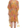 Siddhartha Bansal Yellow Floral Crepe Kaftan