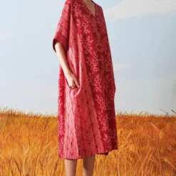 Ikai Pleated V Neck Kaftan Dress -Deals Drapizia Store sh kfd 2101r 2