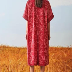 Ikai Pleated V Neck Kaftan Dress -Deals Drapizia Store sh kfd 2101r 4