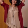 Medha Beige Silk Tunic -Deals Drapizia Store sh red 1