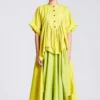 Chola Yellow Drop Shoulder High Low Top