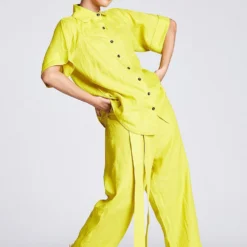 Chola Yellow Linen U Shape Shirt -Deals Drapizia Store sh0131l 2