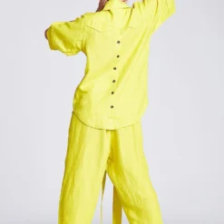 Chola Yellow Linen U Shape Shirt -Deals Drapizia Store sh0131l 3