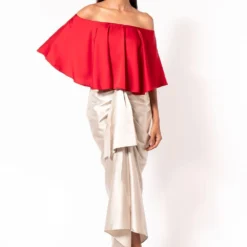 431-88 By Shweta Kapur Red Off-shoulder Top