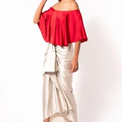 431-88 By Shweta Kapur Red Off-shoulder Top -Deals Drapizia Store sk0703 3