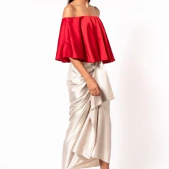431-88 By Shweta Kapur Red Off-shoulder Top -Deals Drapizia Store sk0703 4
