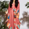 SVA Pink Asymmetrical Silk Kaftan With Belt -Deals Drapizia Store svaw21k18c 1