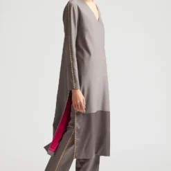 Kshitij Jalori Acro Shadow Grey Kurta & Pant Set