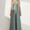 Twinkle Hanspal Teal Silk Jumpsuit With Exaggerated Belts 1 Twinkle Hanspal Teal Silk Jumpsuit With Exaggerated Belts -Deals Drapizia Store tgn03 1