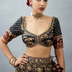 Torani Burgundy Bhagalpuri Printed Lehenga Set -Deals Drapizia Store tr 1309tg02 3